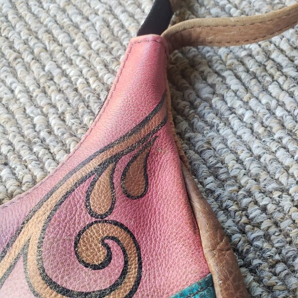 Anuschka Hobo Shoulder Bag w/ Wallet Hand Painted Leather Purse Butterfly - Picture 11 of 14